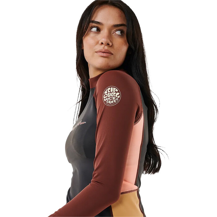 2024 Rip Curl Womens Block Party UPF 50 Long Sleeve Tee 15YWRV - Plum